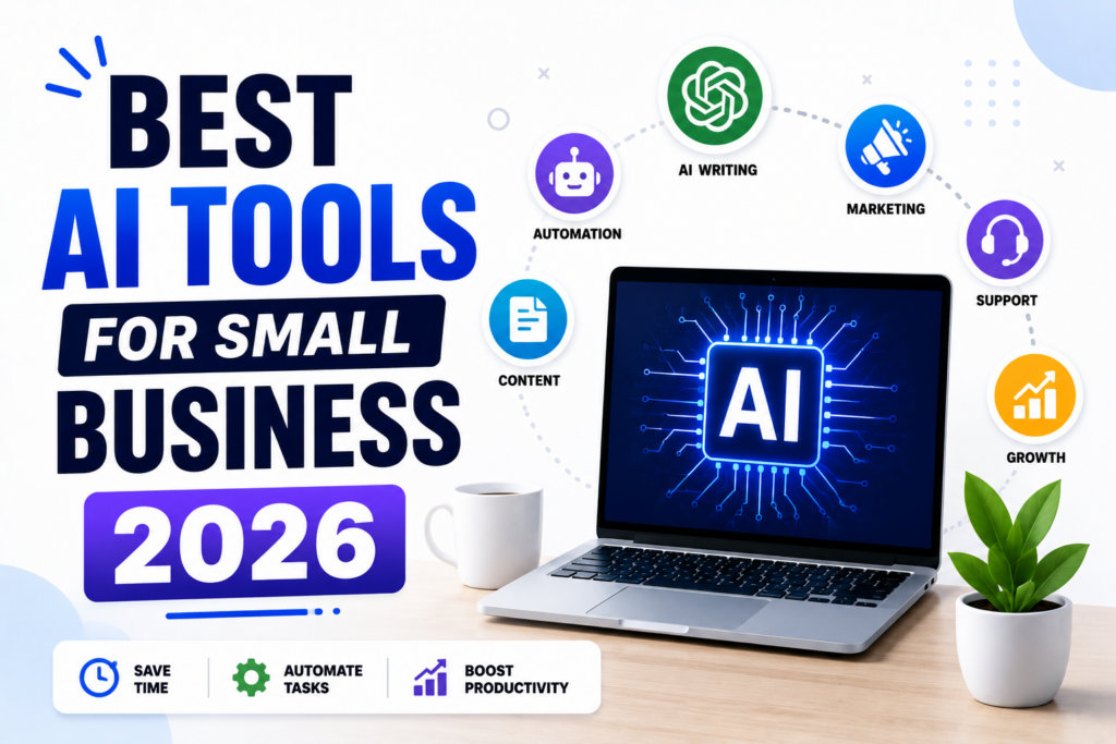 Best AI tools for small business owners in 2026 helping entrepreneurs automate tasks, create content, improve marketing, and increase productivity.