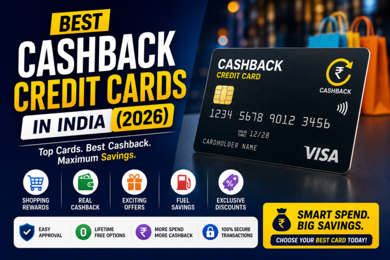 Best cashback credit cards in India 2026 featured image with a cashback credit card and savings concept.
