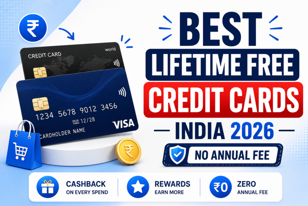 Best lifetime free credit cards in India for 2026 offering cashback rewards, shopping benefits, fuel savings, and no annual fees.