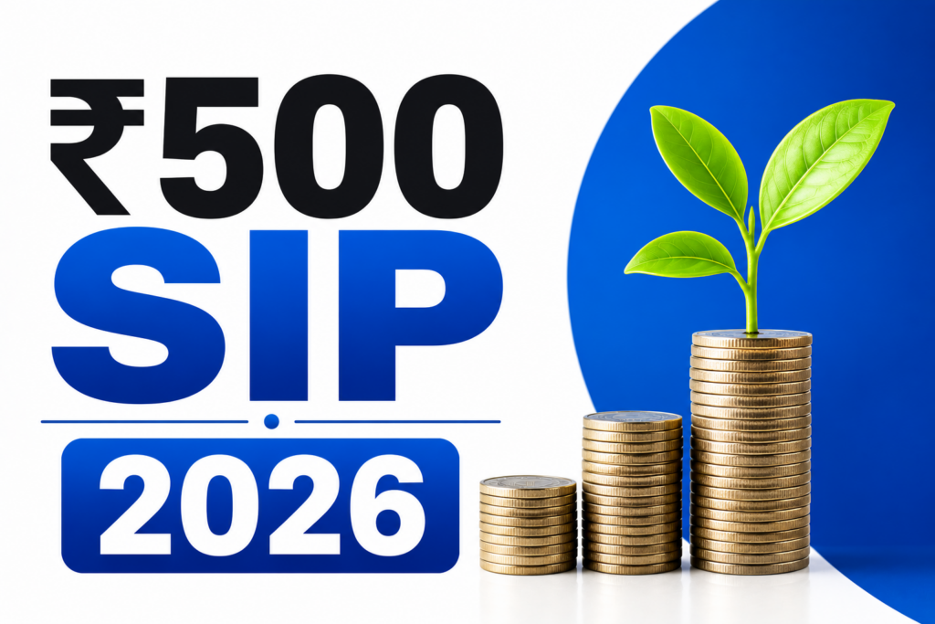 Beginner investment guide showing how to start investing with ₹500 per month through SIPs and mutual funds in India.