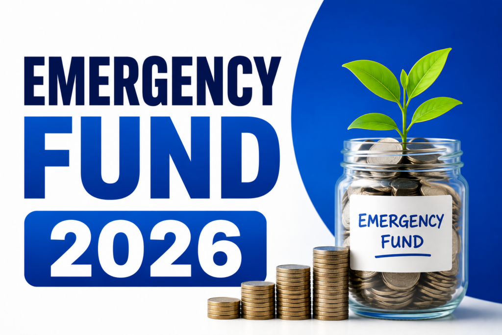 Emergency fund planning in India showing savings, financial security, and preparation for unexpected expenses.