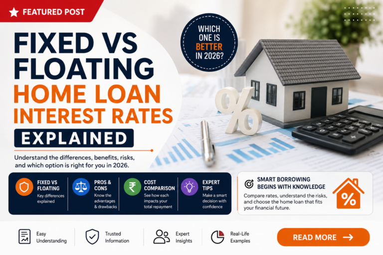 House model with calculator comparing fixed and floating home loan interest rates.